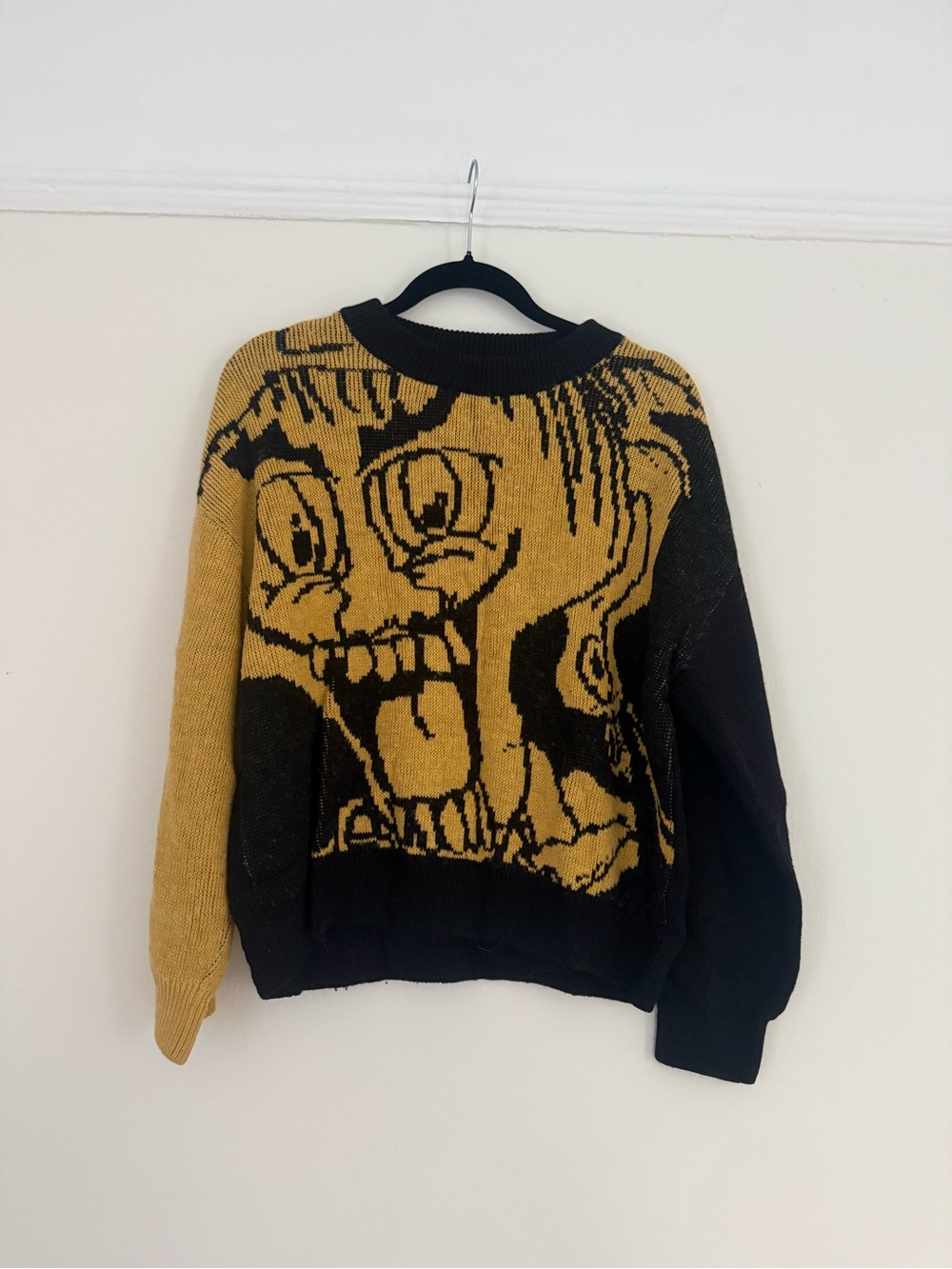 Polar Skate Co. Men's Emile Crew Knit in Black/Yellow